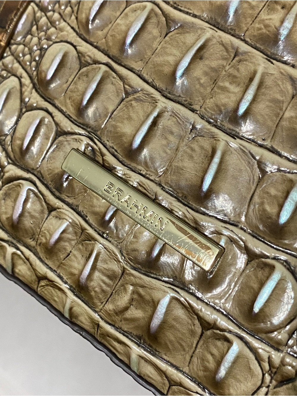 Brahmin Tabitha Tri-color Melbourne Leather Shoulder Bag Cocoa Conway - Picture 15 of 15